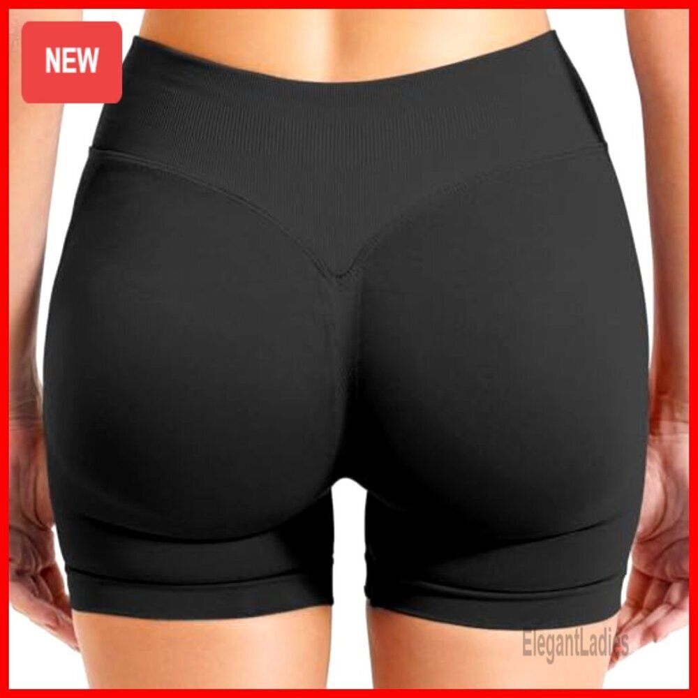 4.5 Inch Scrunch Butt Lifting Tummy Control Seamless Gym Shorts - Picture 2 of 7